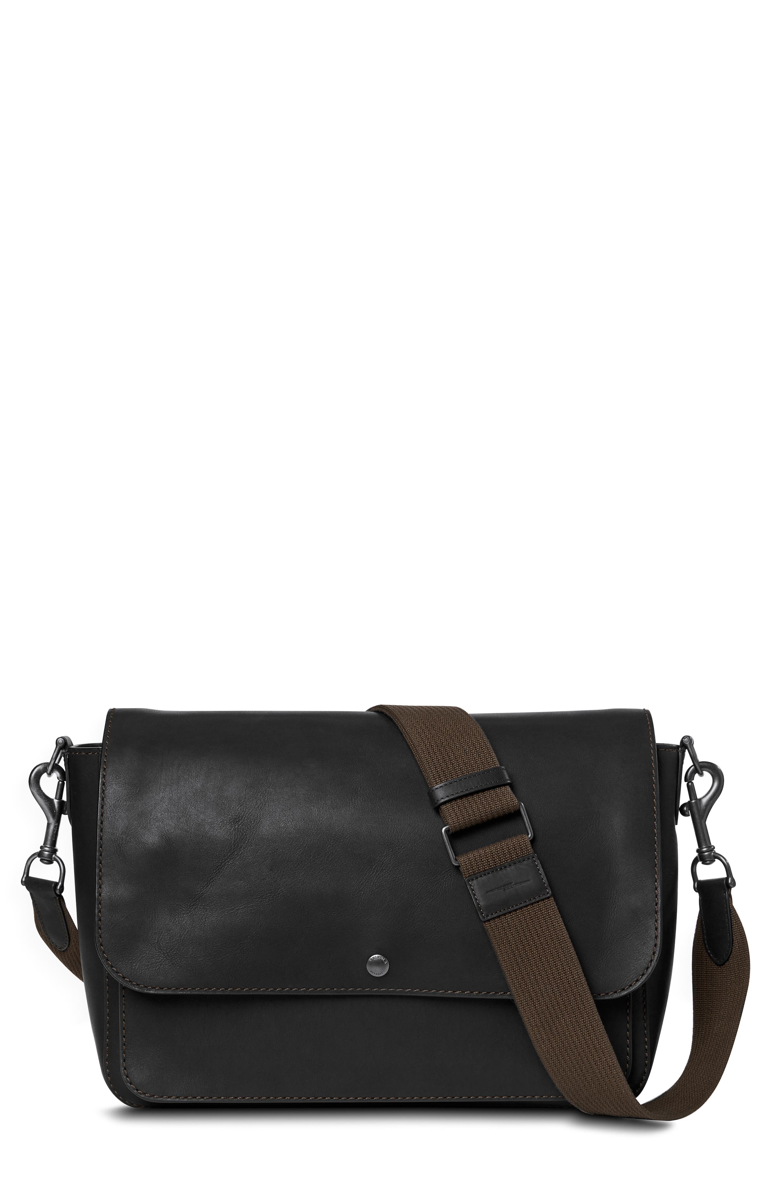 Shinola Canfield Relaxed Leather Messenger Bag, Main, color, 