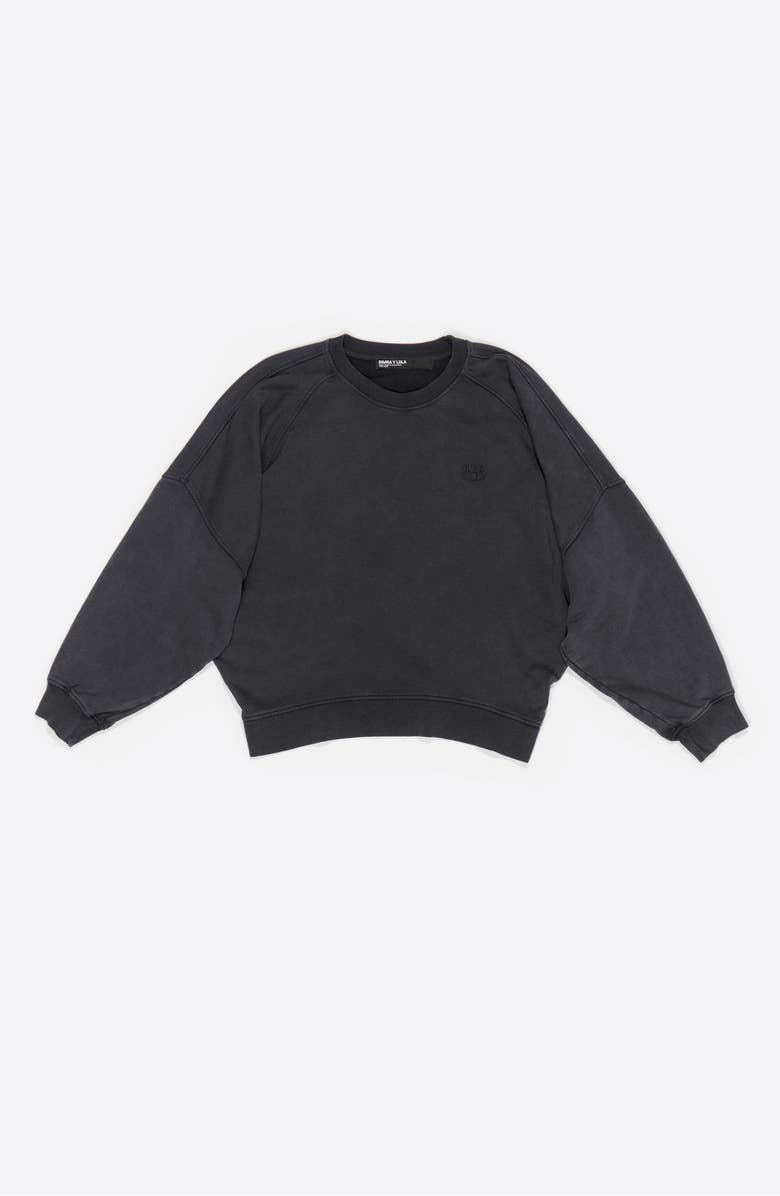 Bimba y Lola Embroidered Logo Balloon Sweatshirt, Alternate, color, Washed Black