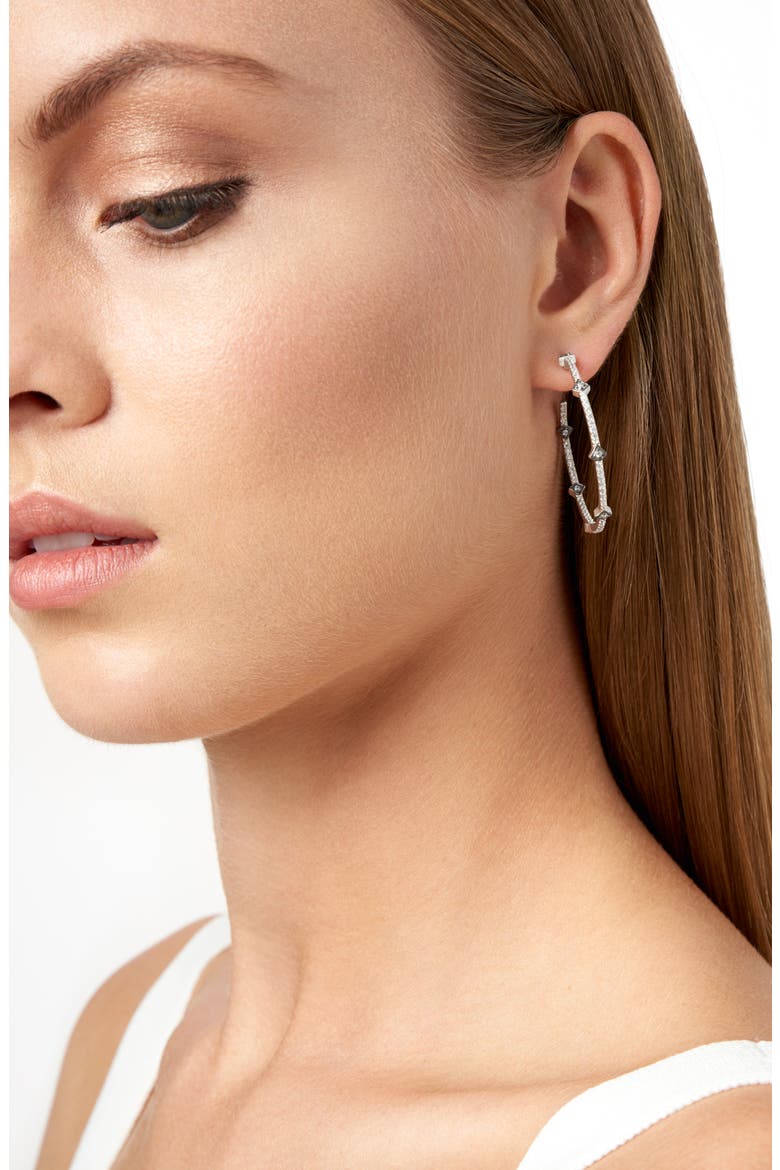 'Metropolitan' Inside Out Hoop Earrings, Alternate, color, RHODIUM/ BLACK RHODIUM