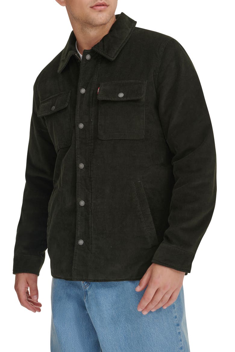 Corduroy Shacket, Alternate, color, DARK OLIVE