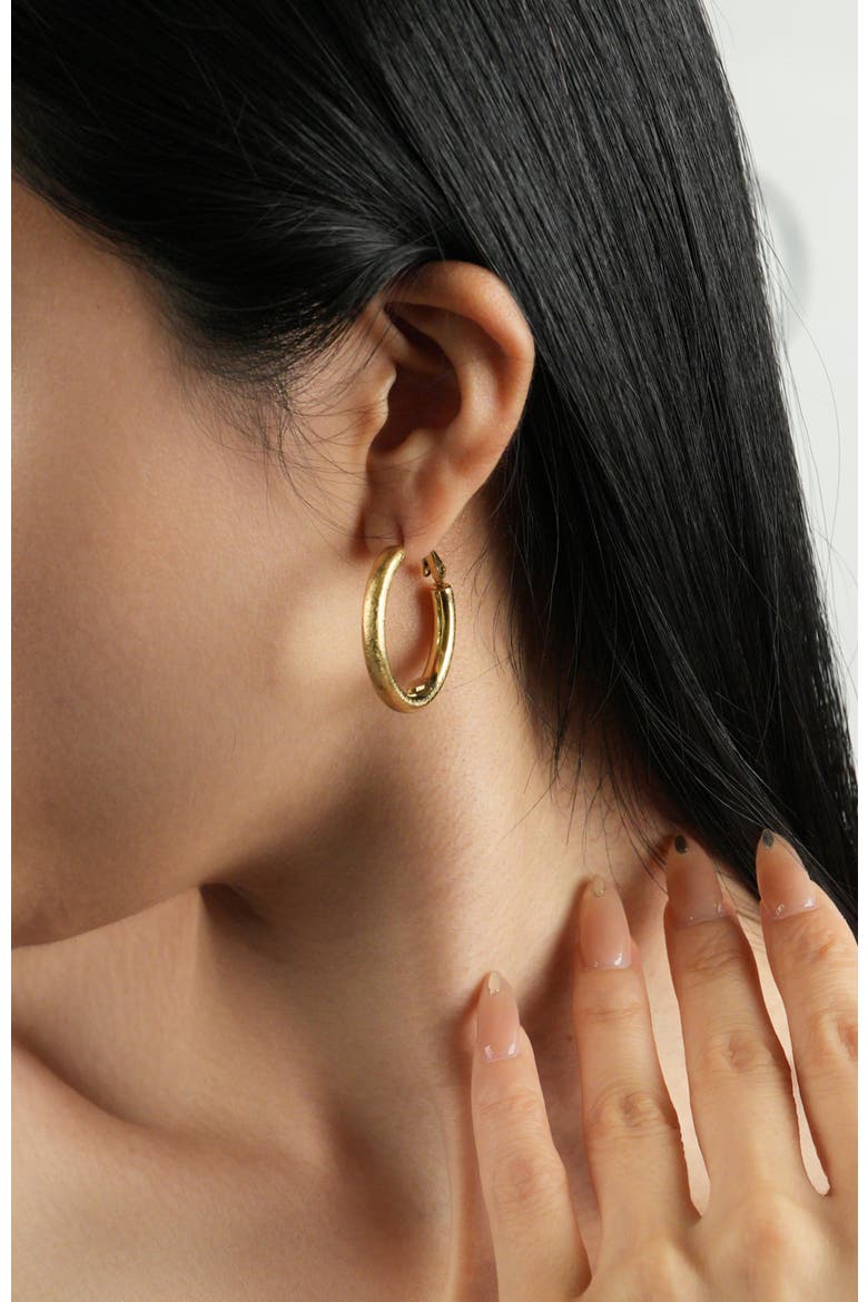 Retro Small Hoop Earrings, Alternate, color, Gold