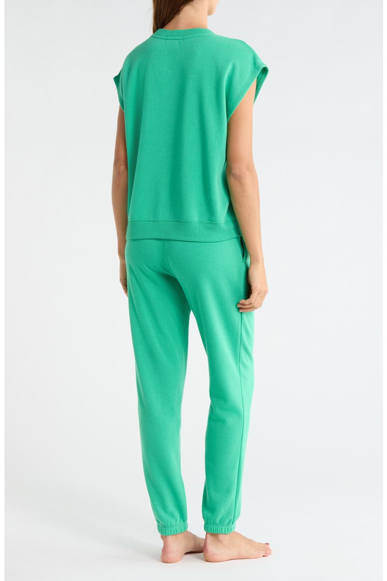 Sleeveless Sweatshirt & Joggers Fleece Pajamas, Alternate, color, GREEN PALM