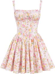 HOUSE OF CB Natassia Corset Cotton Blend Cocktail Minidress