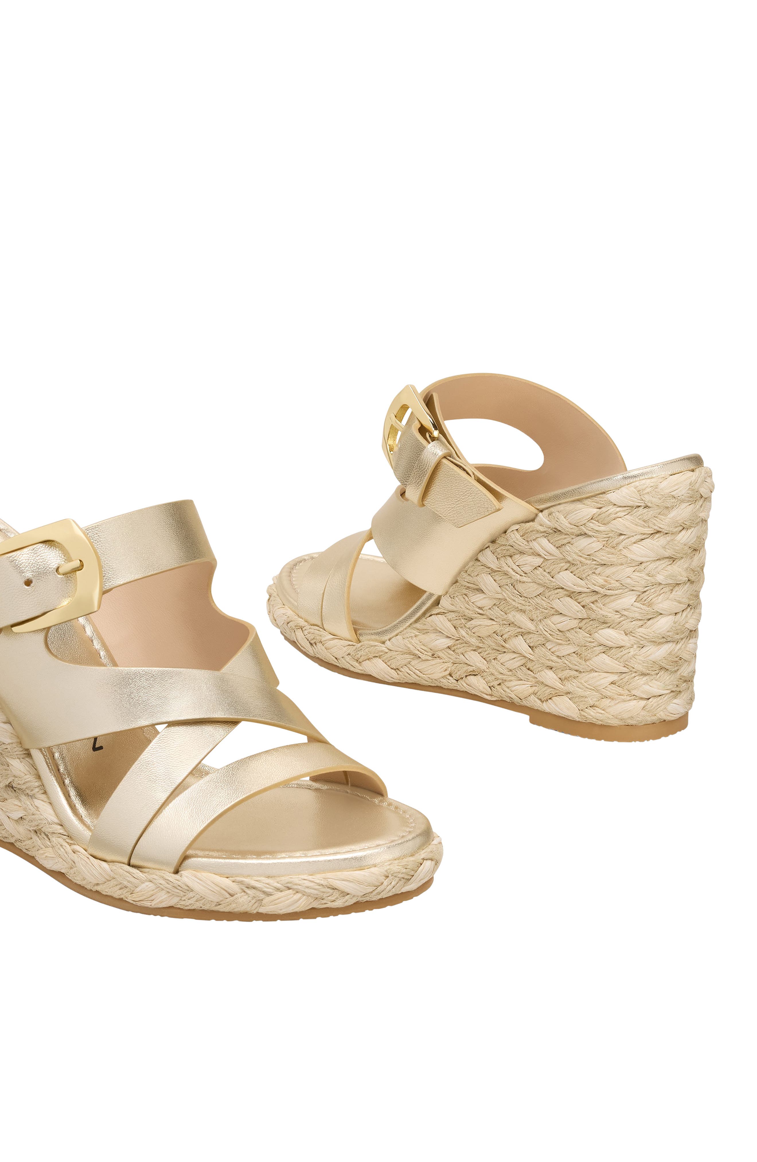 Stuart Weitzman Sai Wedge Sandal, Alternate, color, Light Gold