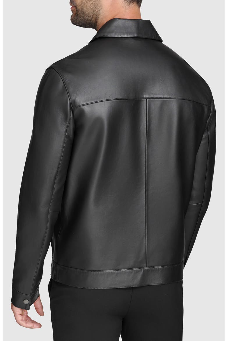 Leather Zip Shirt Jacket, Alternate, color, BLACK