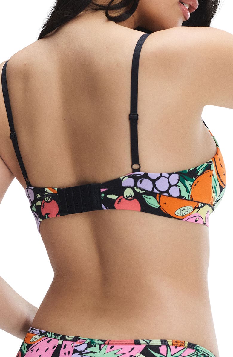 SAVAGE X FENTY Stretch Cotton Essentials Scoop Bralette, Alternate, color, Black Caviar Cabana Bunch