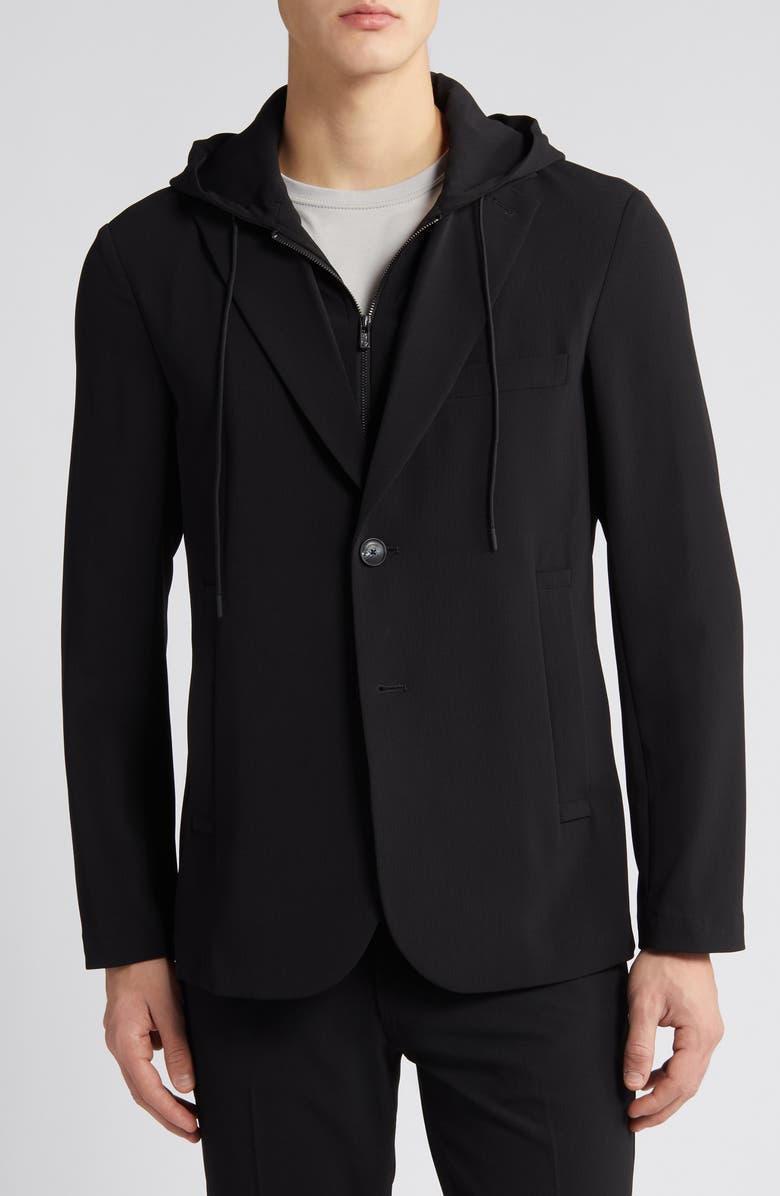 Emporio Armani Techno Stretch Blazer with Removable Hooded Bib Inset, Alternate, color, 