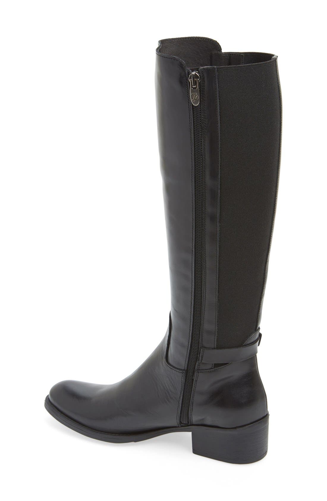 Toni Pons 'Tacoma' Tall Elastic Back Boot, Alternate, color, Black Leather