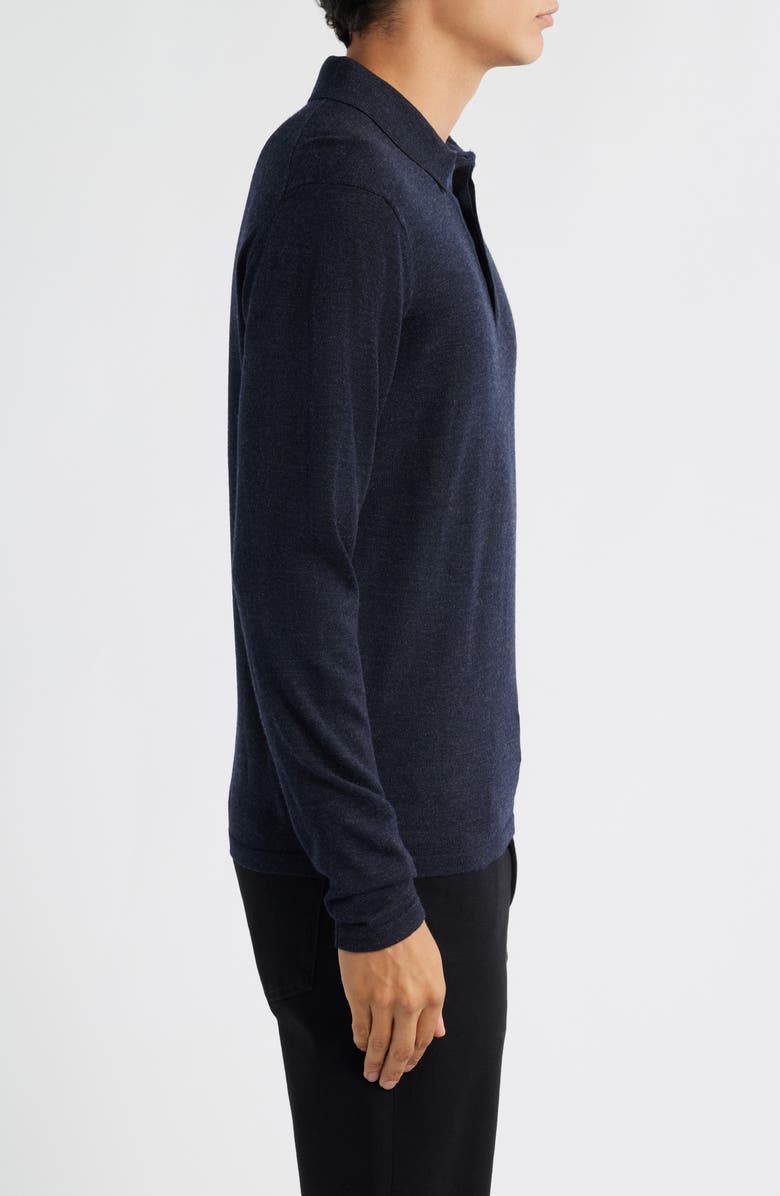 Robert Barakett Thomas Merino Wool Long Sleeve Polo, Alternate, color, Navy