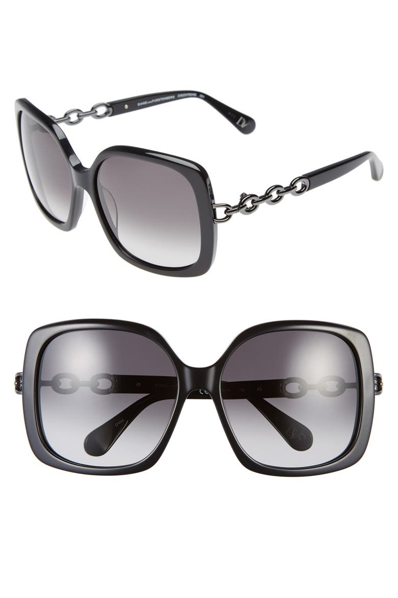 'Zoe' 58mm Oversized Square Sunglasses, Main, color, BLACK