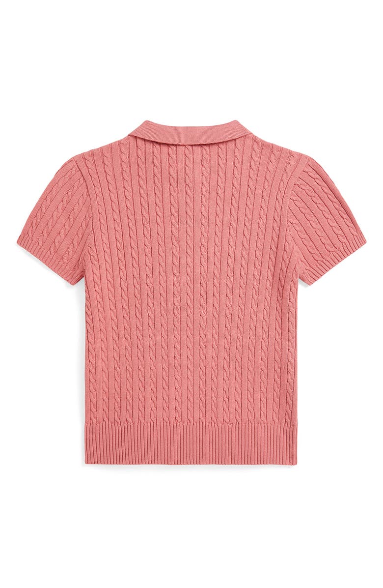 Polo Ralph Lauren Kids' Cable Short Sleeve Cotton Polo Sweater, Alternate, color, Desert Rose