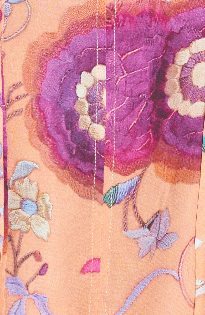 Isabel Marant Rishane Floral Print Ruffle Stretch Silk Blouse, Alternate, color, 