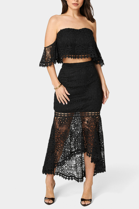 Two Piece Lace High Low Dress