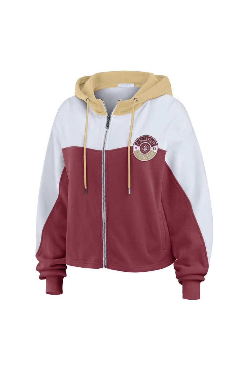 WEAR by Erin Andrews Women's WEAR by Erin Andrews Garnet Florida State Seminoles Color-Block Full-Zip Hoodie, Alternate, color, 