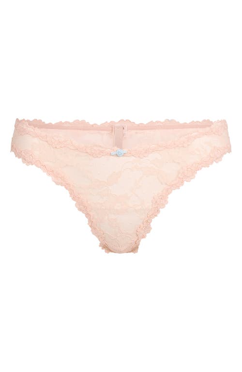 Skims Stretch Lace Dipped Thong In Primrose