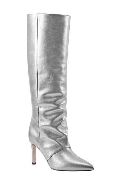 Grey over the knee high heel boots hotsell