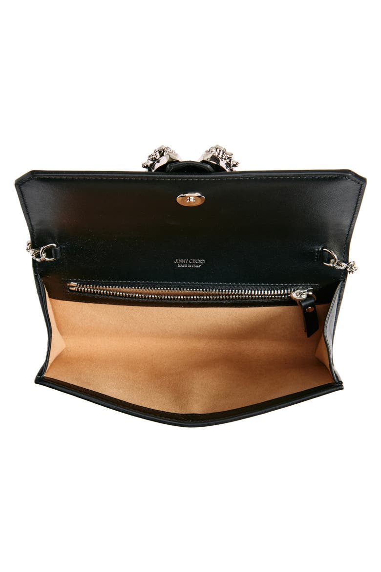 Leather Wallet on a Chain, Alternate, color, BLACK/ SILVER