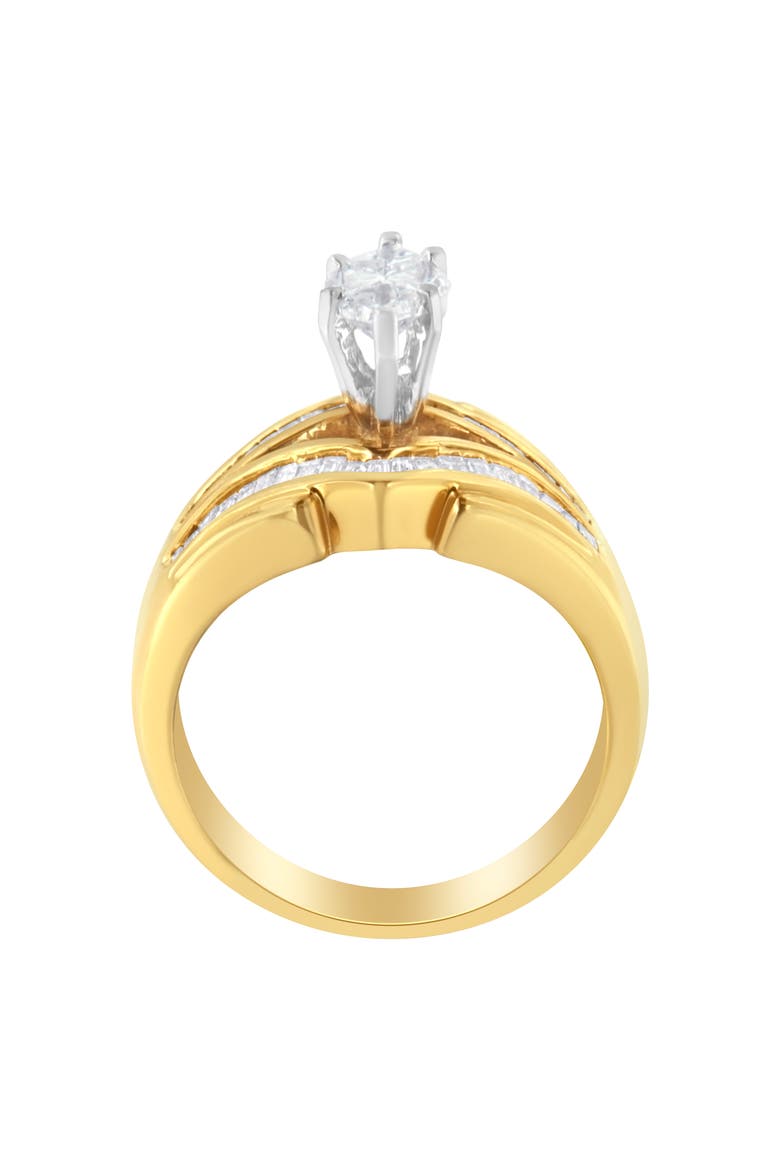 14KT Two-Toned Gold 1.0 cttw Diamond Cocktail Ring, Alternate, color, Yellow