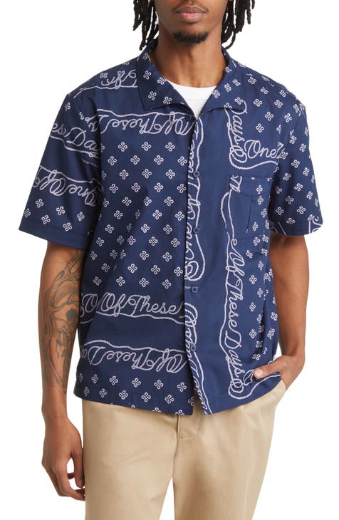 Bandana Print Short Sleeve Button-Up Shirt