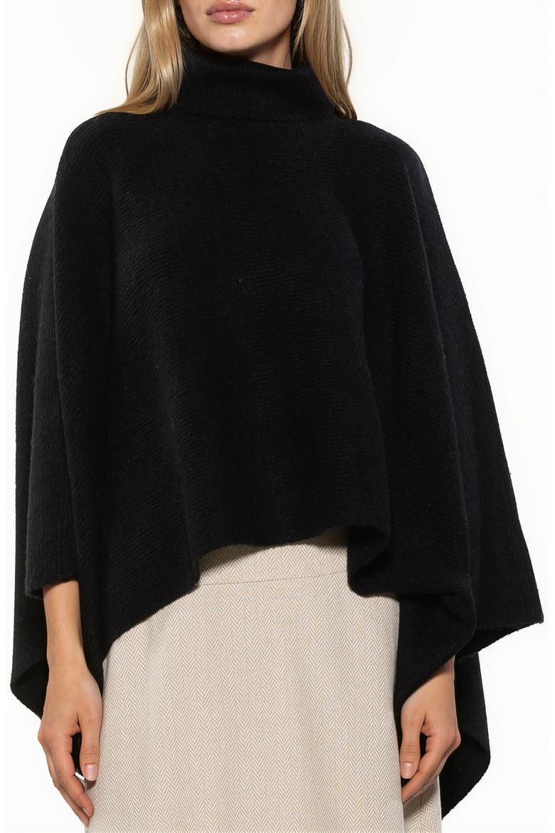 Jon Turtleneck Knit Cape Top, Main, color, BLACK