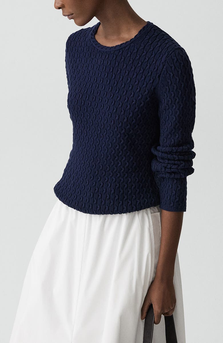Theory Cable Stitch Organic Cotton Sweater, Alternate, color,