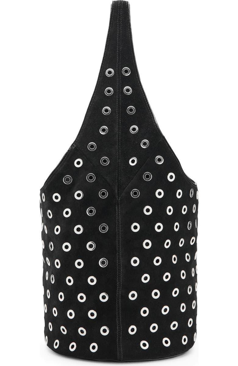 MANGO Grommet Detail Leather Bucket Bag, Alternate, color,