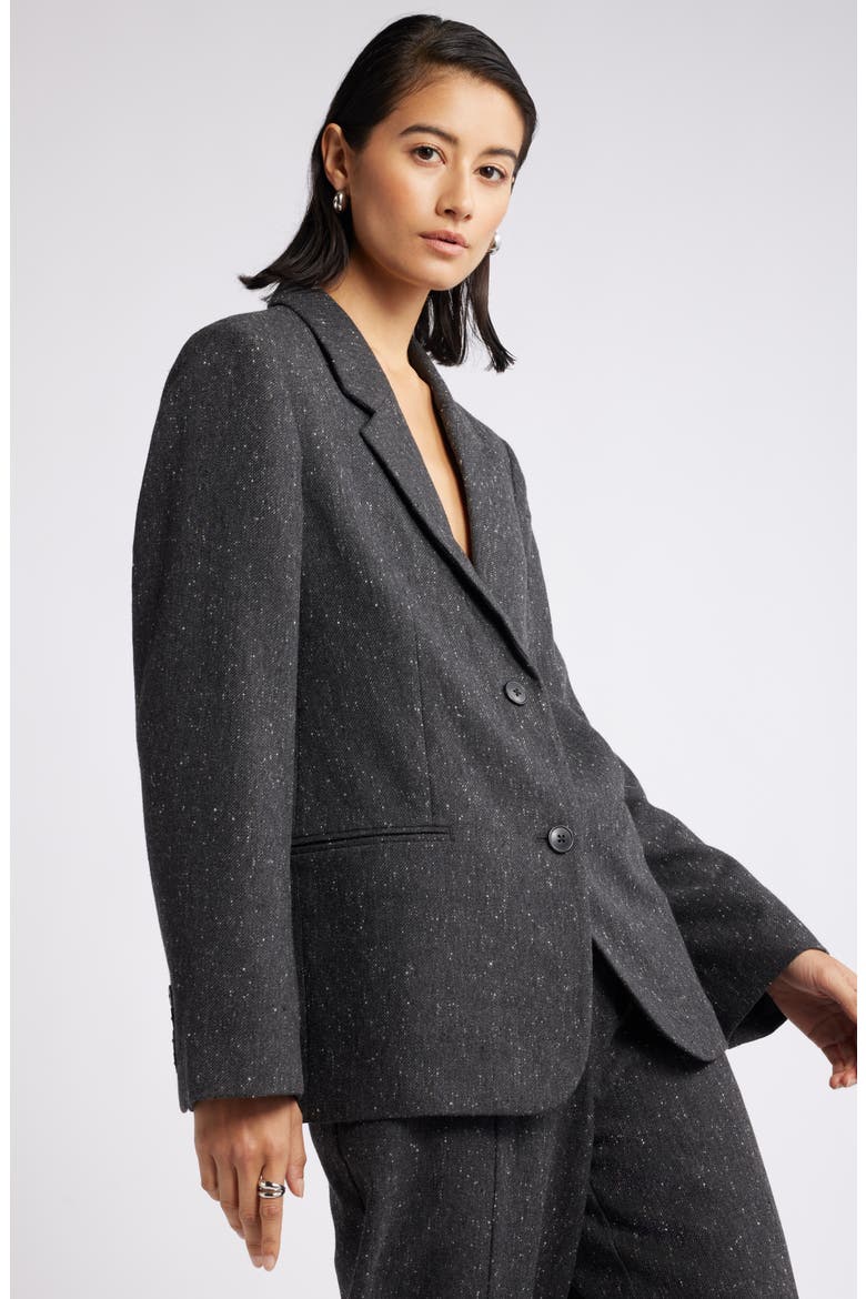 Textured Boyfriend Blazer, Alternate, color, LIGHT GREY SPECKLE