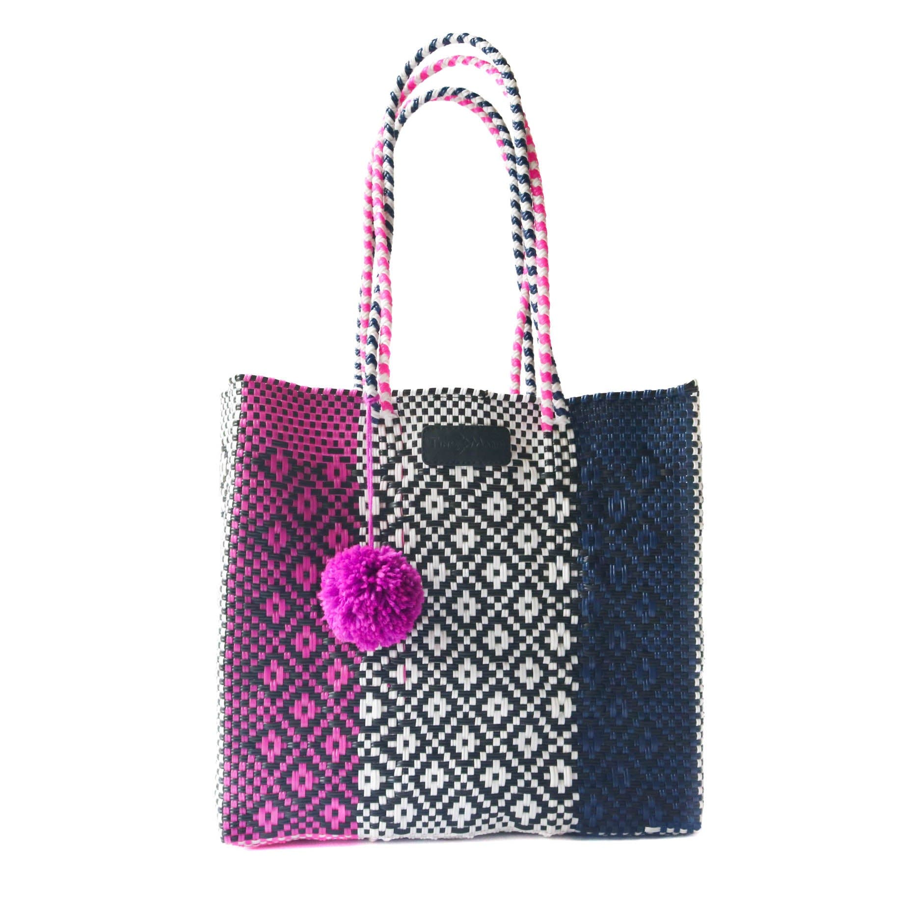 Tin Marin Bloom Woven Tote, Main, color, Black And White