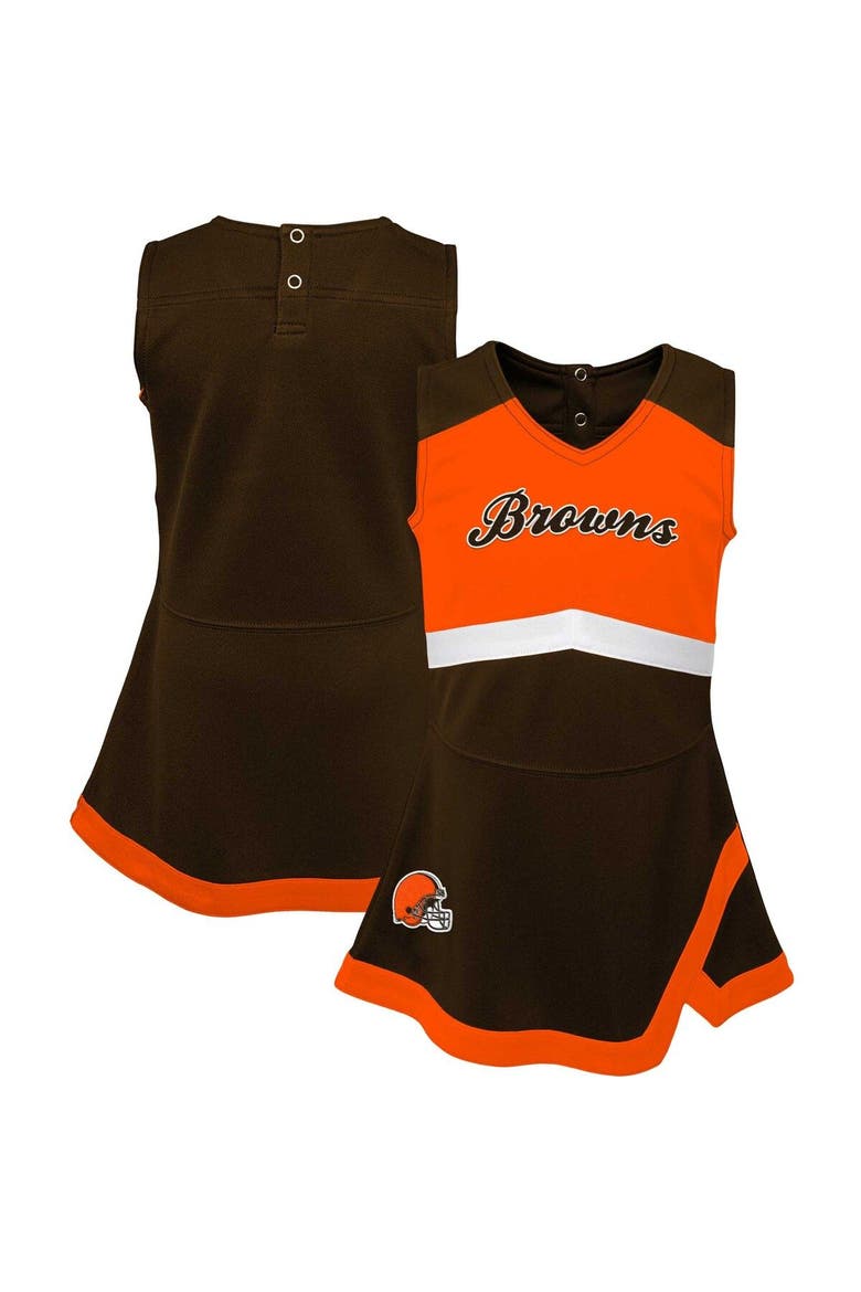 Girls Infant Brown Cleveland Browns Cheer Captain Jumper Dress, Main, color, Brown