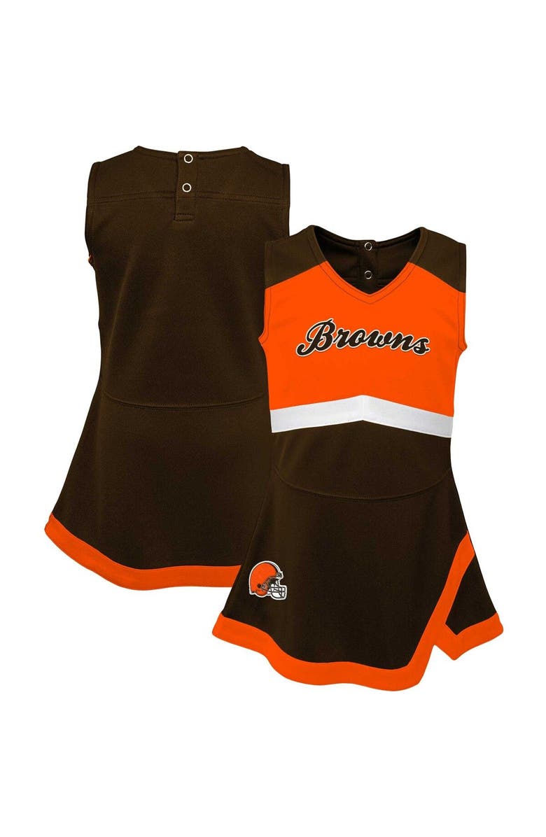 Outerstuff Girls Infant Brown Cleveland Browns Cheer Captain Jumper Dress, Main, color, Brown