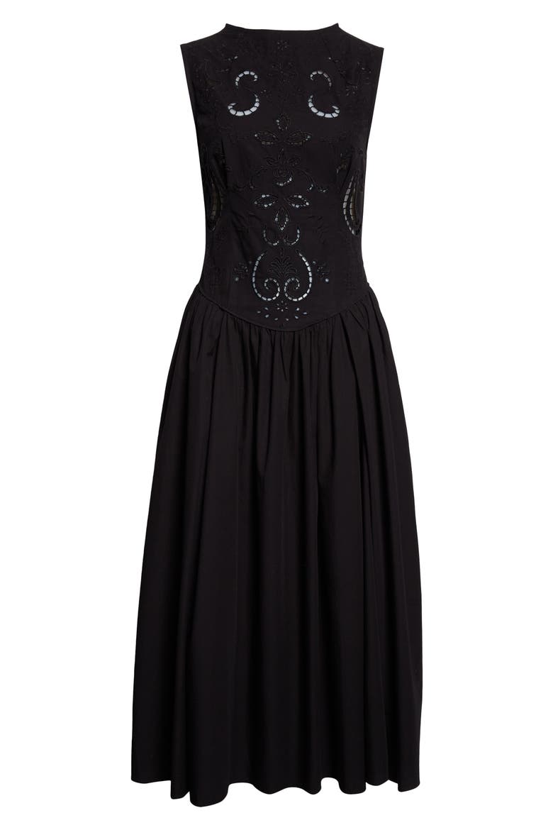 Embroidered Broderie Anglaise Midi Dress, Alternate, color, BRODERIE ANGLAISE