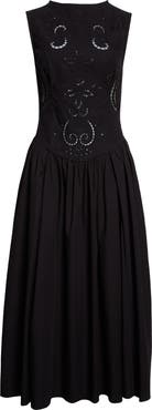 Stine Goya Embroidered Broderie Anglaise Midi Dress