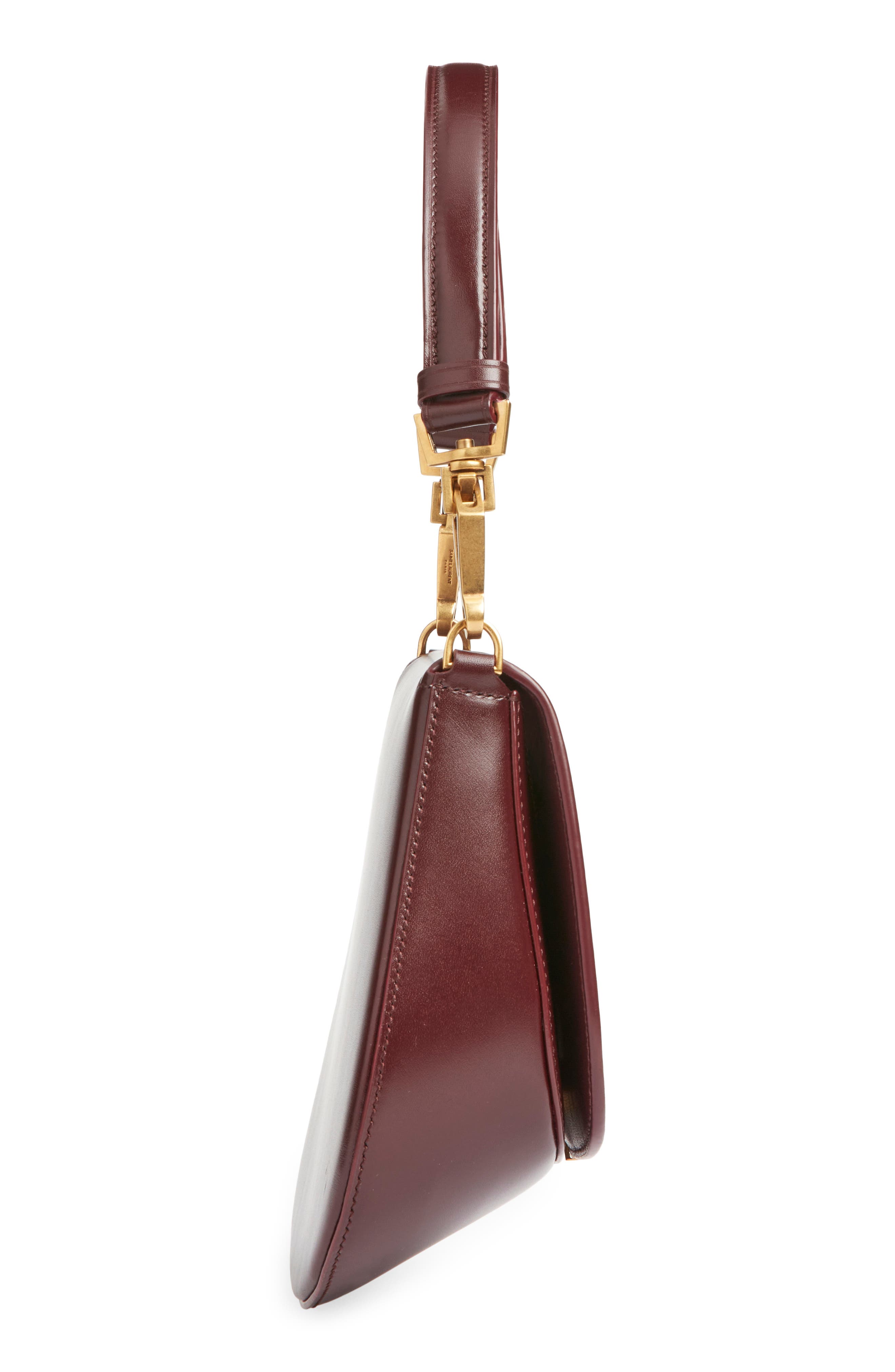 Mini Voltaire Box Leather Top Handle Bag, Alternate, color, ROUGE CABERNET