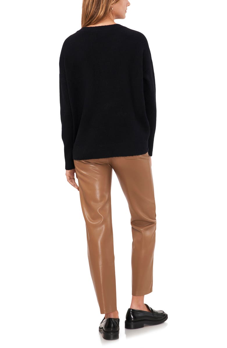 Vince Camuto Drop Shoulder V-Neck Sweater, Alternate, color, Rich Black