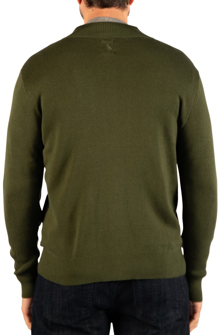 Fine Knit Full Zip Sweater, Alternate, color, ARMY GREEN