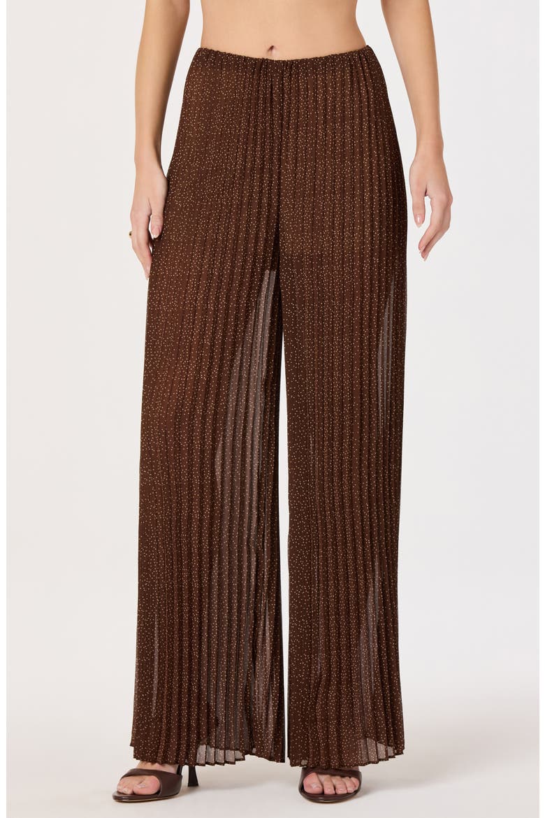 Janesa Plissé Wide Leg Pants, Main, color, BROWN POLKADOT