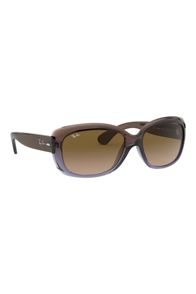 Jackie 58mm Rectangular Sunglasses, Alternate, color, LIGHT BROWN