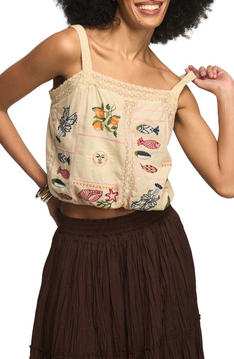 Novelty Embroidered Sleeveless Top