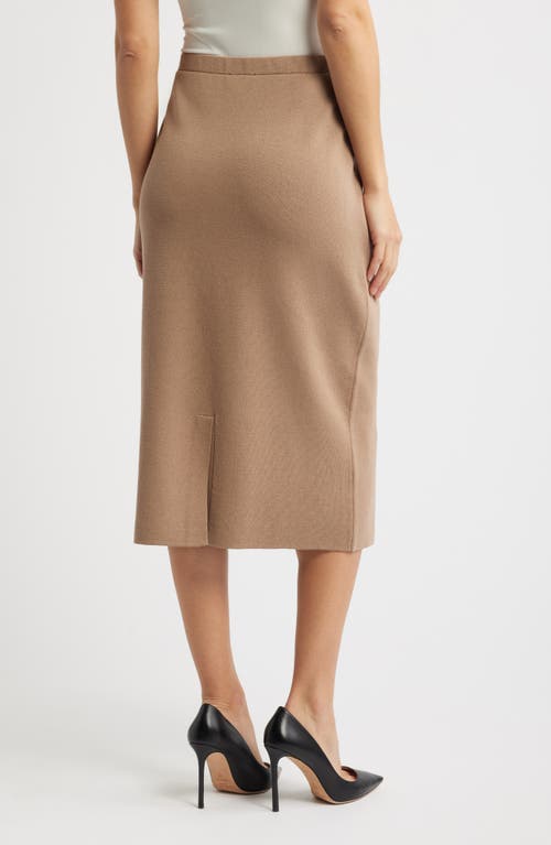 Tahari Asl Knit Midi Skirt In Clay