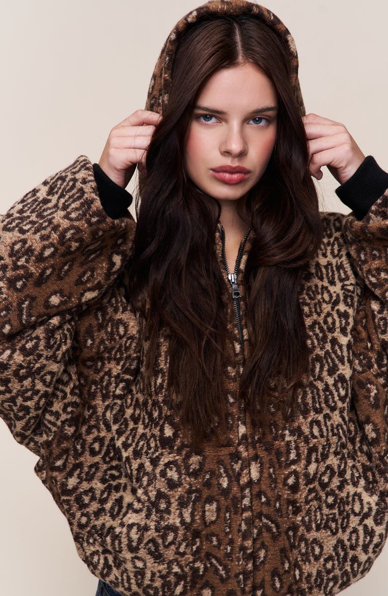 Guizio Charli Hooded Quilted Jacket, Alternate, color, Leopard