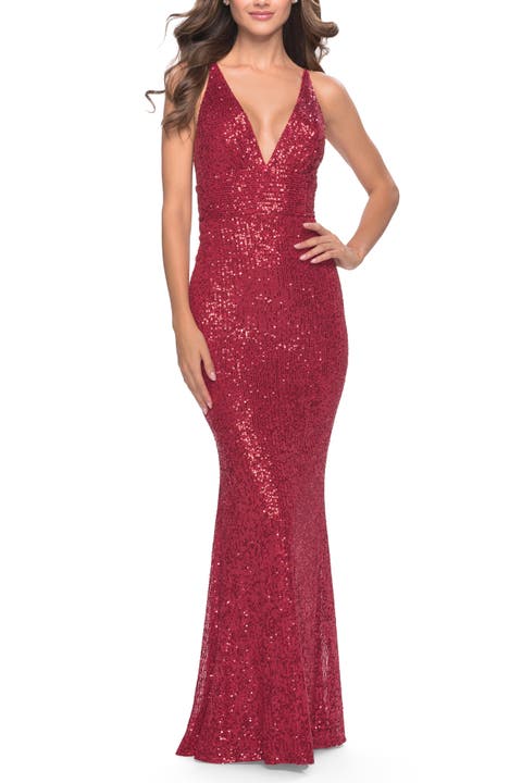 Sequin Stretch Long Prom Dress with Banded Waist