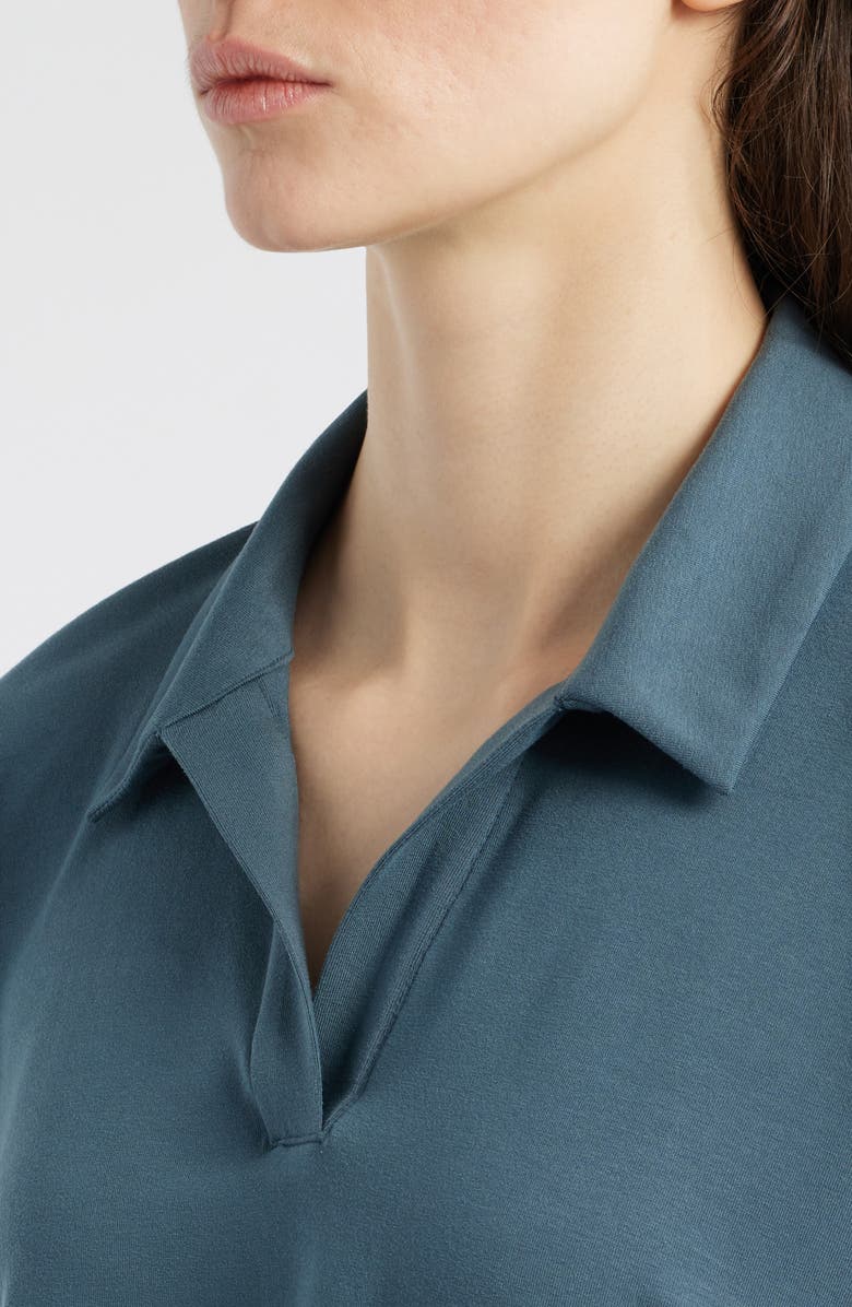 Eileen Fisher Boxy Henley Jersey Top, Alternate, color, Eucalyptus