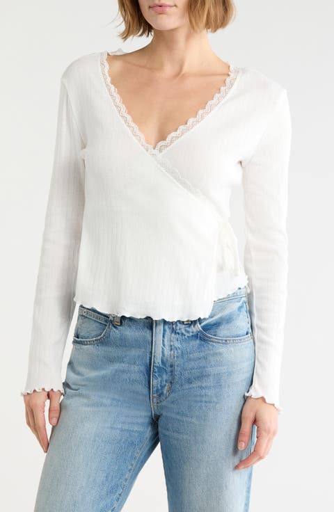Pointelle Wrap Top