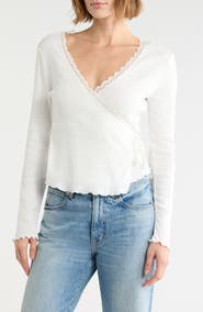 Madden Girl Pointelle Wrap Top