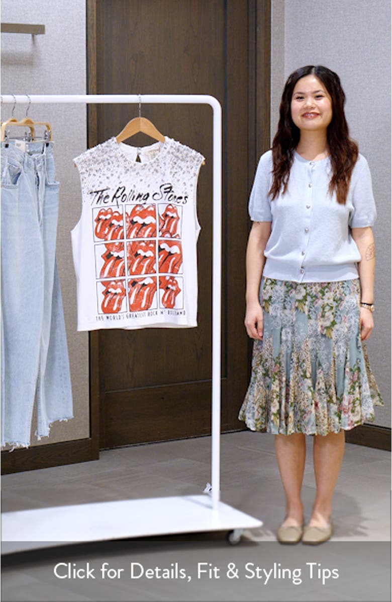 Micah Crystal Detail Rolling Stones Graphic Muscle T-Shirt, sales video thumbnail