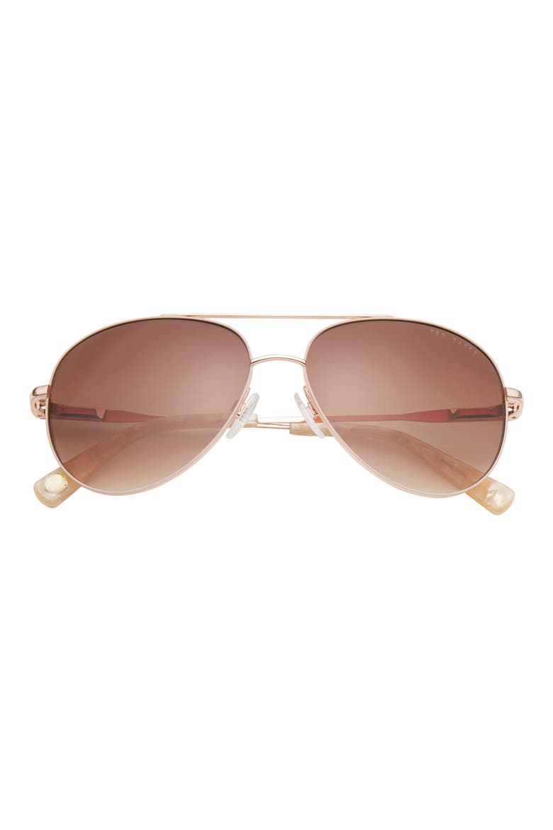 57mm Full Rim Aviator Sunglasses, Main, color, ROSE GOLD