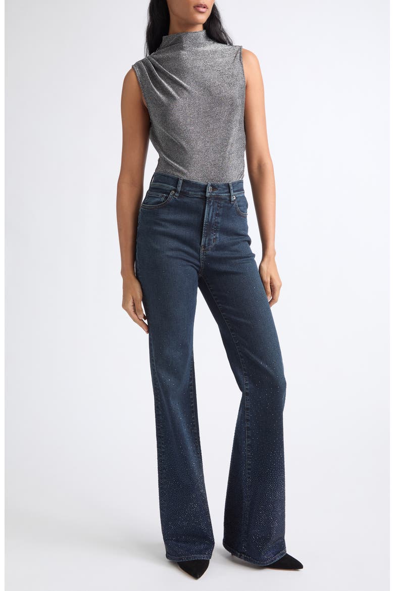 Mylie Metallic Mock Neck Top, Alternate, color, GUNMETAL