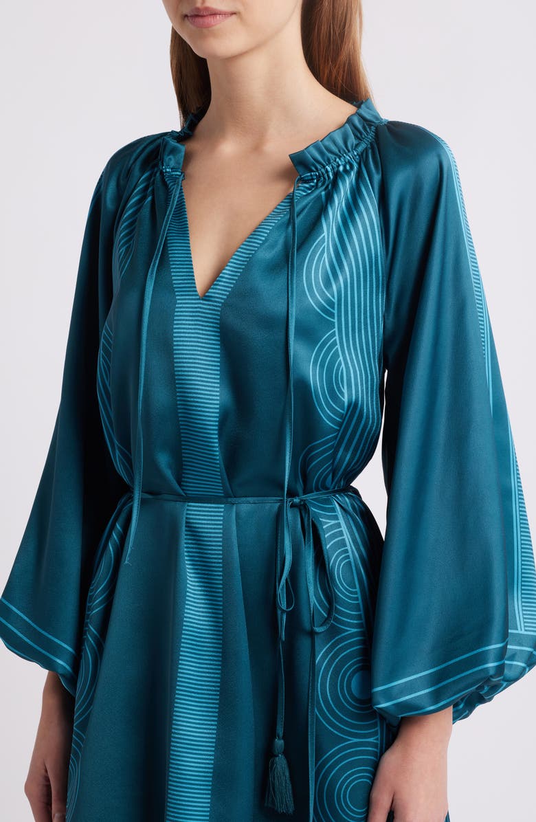 CIEBON Ritz Tie Waist Long Sleeve Dress, Alternate, color, Green Multi