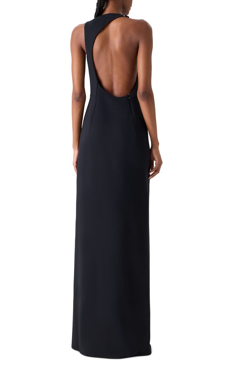 Akris Orbit Cutout Wool Blend Gown, Alternate, color, Black