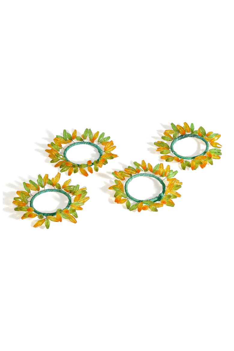 Citrus Elegance 4-Pack Napkin Rings, Main, color, GREEN/ YELLOW